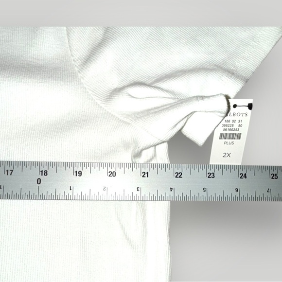 NWT TALBOTS RIBBED SCOOP NECK TEE Plus 2X White - Picture 12 of 14